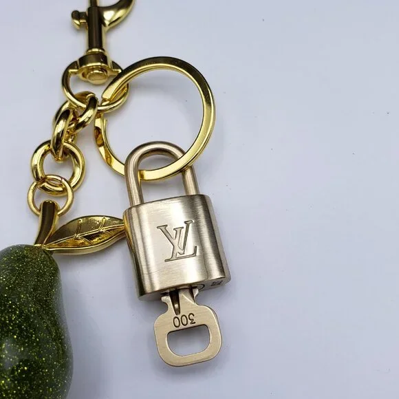 Authentic Louis Vuitton Lock & Key with Unbranded Avocado Charm, Keychain - Picture 8 of 10
